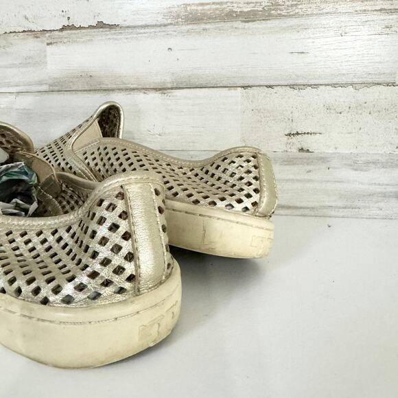 Tory Burch Women Jesse Gold Metallic Leather Perforated Slip On Sneaker Size 8.5 - Picture 5 of 5